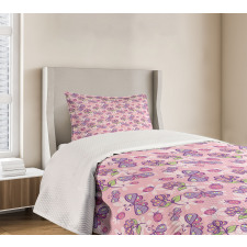 Butterfly Cartoon Style Bedspread Set