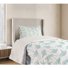 Swimming Polar Bears Sea Bedspread Set