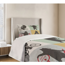 Funny Frames Drawing Style Bedspread Set