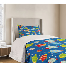 Vibrant Fish Marine Art Bedspread Set