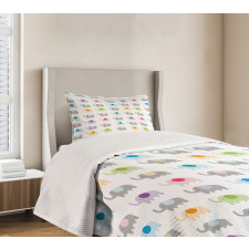 Colorful Fun Elephants Bedspread Set