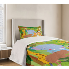 Funny Wildlife Mammals Bedspread Set