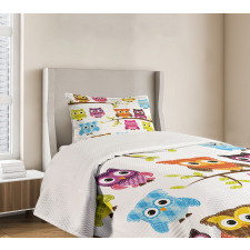 Patchwork Style Owls Bedspread Set