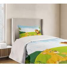 Lion Family in Forest Bedspread Set
