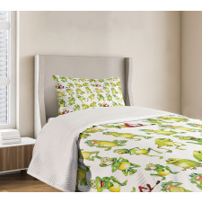 Frogs Different Poses Bedspread Set