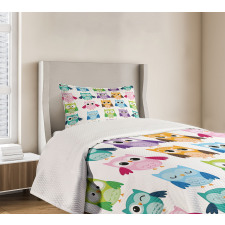 Friendly Bird Owl Comic Bedspread Set