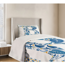 Floral Artwork Design Bedspread Set