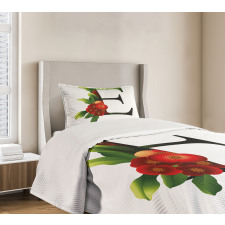 Alphabet Red Blooms Bedspread Set