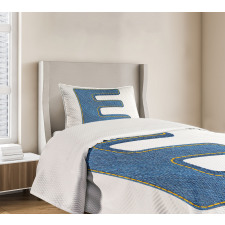 Denim Blue Jeans E Bedspread Set