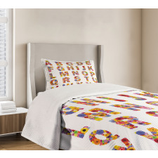 Colorful Flora Alphabet Bedspread Set