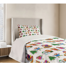 Kids in Seasonal Clothes Bedspread Set