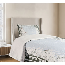 Trees Bullfinch Birds Bedspread Set