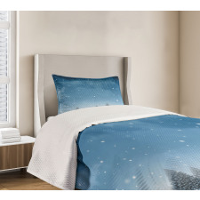 Xmas Blue Forest Trees Bedspread Set