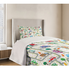 Children on Traffic Bedspread Set