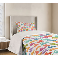 Vibrant Doodle Style Rides Bedspread Set