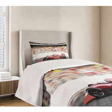 Red Race Car Side View Bedspread Set