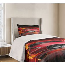 Fire Car Speeding Flames Bedspread Set