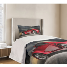 Modern Red Sports Vehicle Bedspread Set