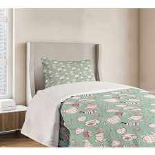 Dotted Pots and Cups Bedspread Set