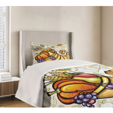 Cornucopia Theme Food Bedspread Set