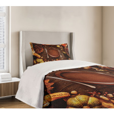 Dinner at Thanksgiving Bedspread Set