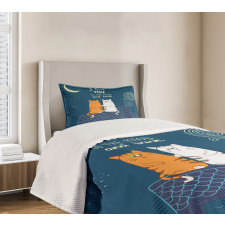 Love Cats on Roof Bedspread Set