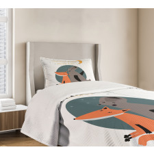 Bear and Fox in Love Bedspread Set