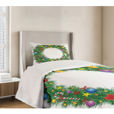 Letter O Xmas Wreath Bedspread Set