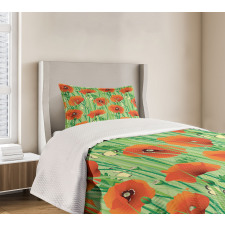 Poppy Flowers Field Bedspread Set