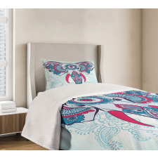 Doodle Elephant Design Bedspread Set