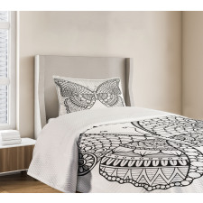 Monochrome Butterfly Graphic Bedspread Set