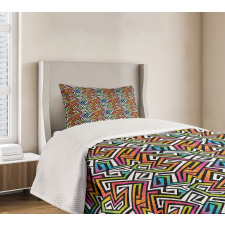 Grunge Puzzle Retro Bedspread Set