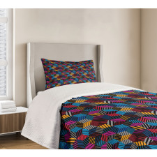 3D Cube Stripes Style Bedspread Set