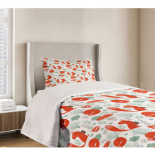 Squirrel Fox Fungus Tea Bedspread Set