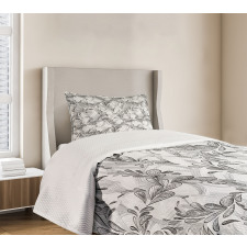 Monochrome Sketch Leaf Bedspread Set