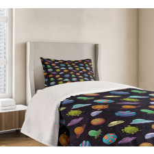 UFOs and Abstract Planet Bedspread Set