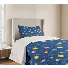 Little Cartoon Rocket Bedspread Set