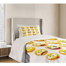 Smiley Faces Composition Bedspread Set