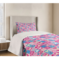 Sketchy Childish Hearts Bedspread Set