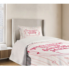 Hearts Lines Romantic Bedspread Set