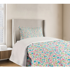 Floral Pattern Polka Dots Bedspread Set