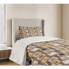 Patchwork Style Silly Faces Bedspread Set