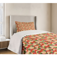 Zigzag Background Plant Bedspread Set