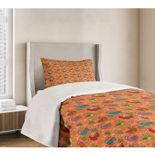 Colorful Alpacas Flower Bedspread Set