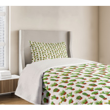 Floral Pattern Vases Bedspread Set