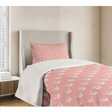 Patterned Wings and Hearts Bedspread Set