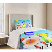 Geometric Shapes Band Bedspread Set