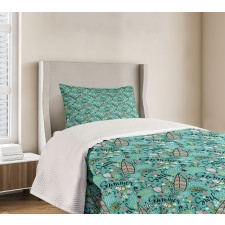Tropic Floral Design Bedspread Set