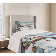 Watercolor Xmas Winter Bedspread Set