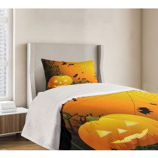 Pumpkin Leaves Bats Bedspread Set